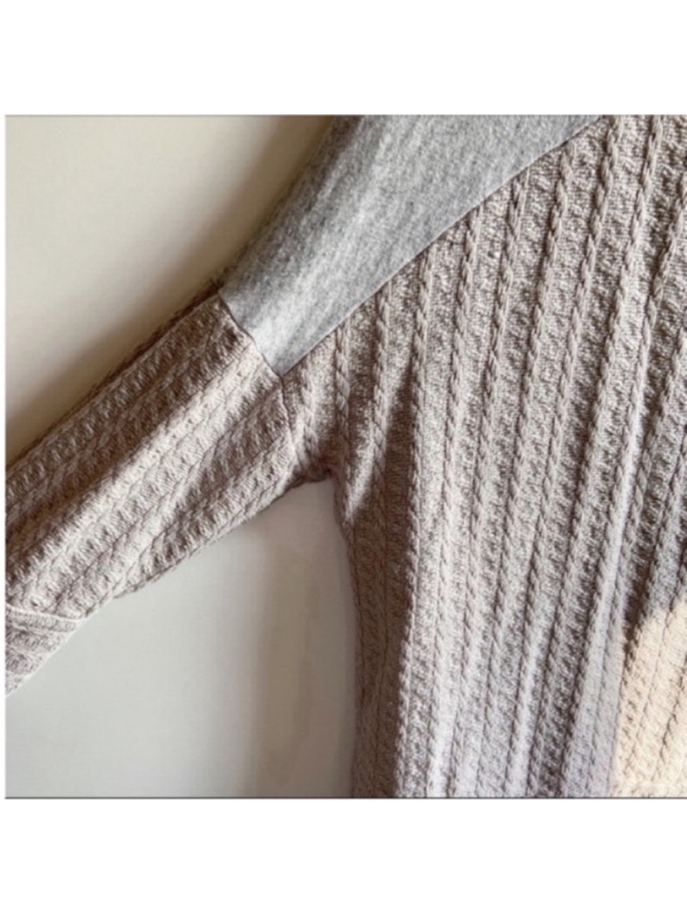 Lucky Brand sweater gray cable knit relaxed fit - Picture 3 of 8